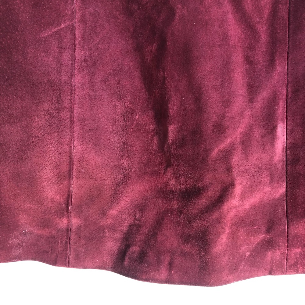 Vintage Genuine Leather Deep Red High Waisted Pencil Skirt 0 - Picture 9 of 16